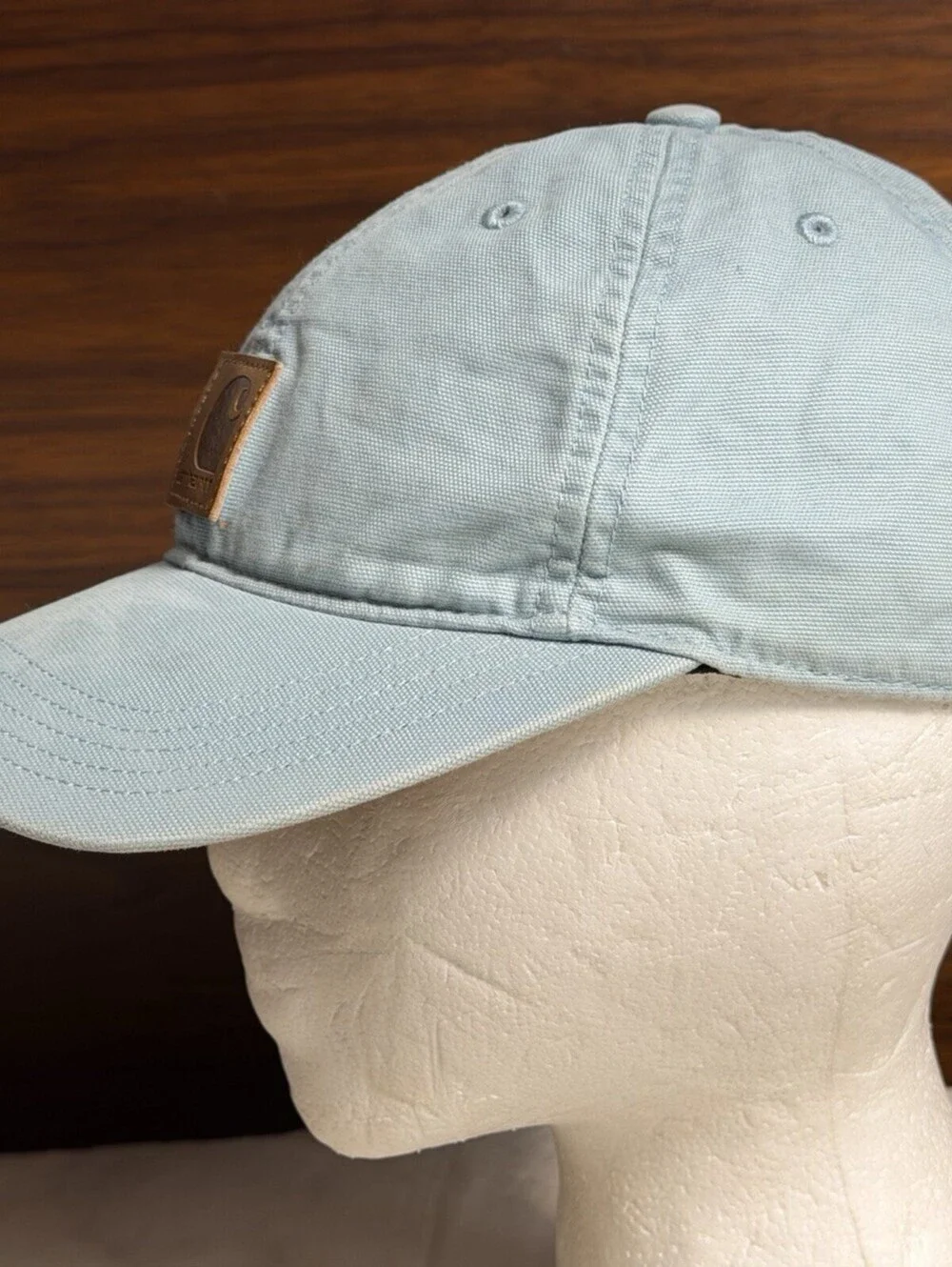 Carhartt Odessa Cap Hat Light Sky Blue Canvas Leather Logo Patch Adjustable